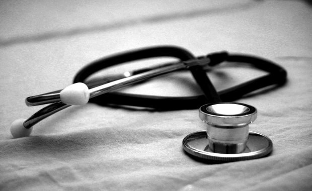 Image of stethoscope in black and white