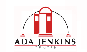 Ada Jenkins Center logo showing an open door in red with black lettering for the name