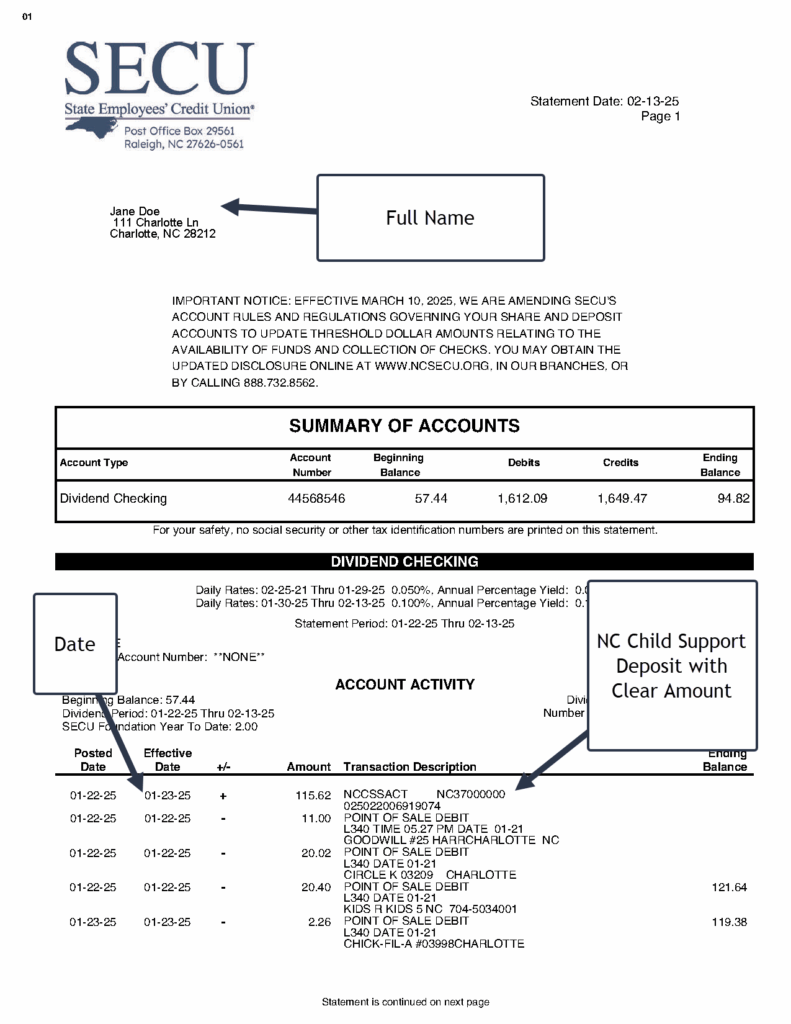 Child support payment GOOD