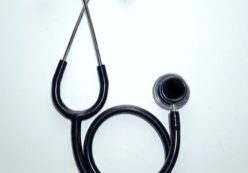 Image of stethoscope on neutral background